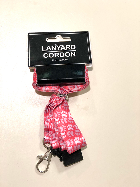 pink paw print lanyard from dollar tree