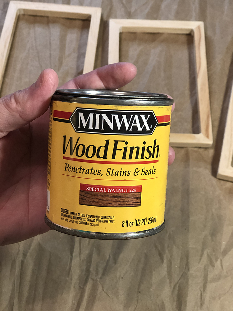 use minwax special walnut stain to finish the wood frames